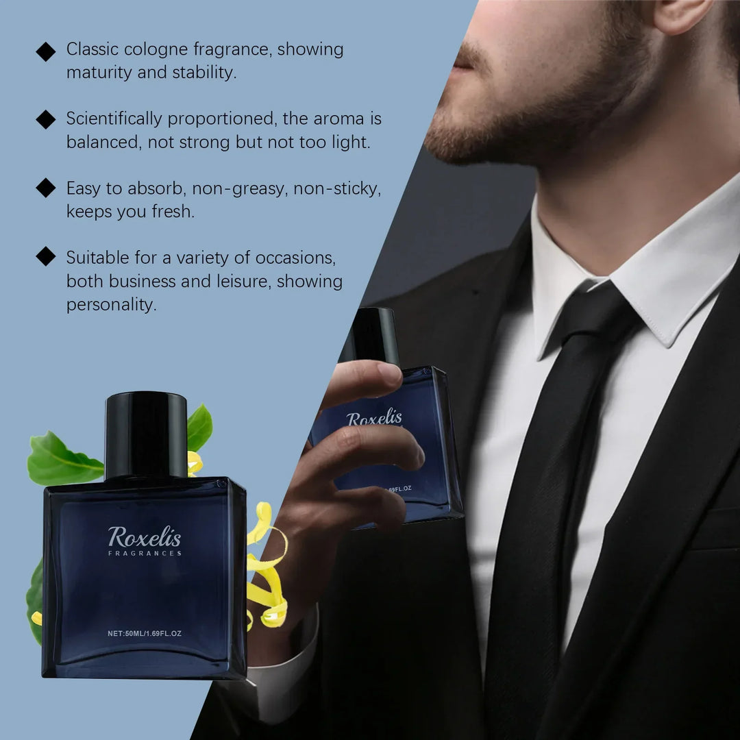 Roxelis 50ml Glamour Men Perfume Spray Bergamot Cologne Light Fragrance Romantic Pheromone Dating Atmosphere Flirting Perfume