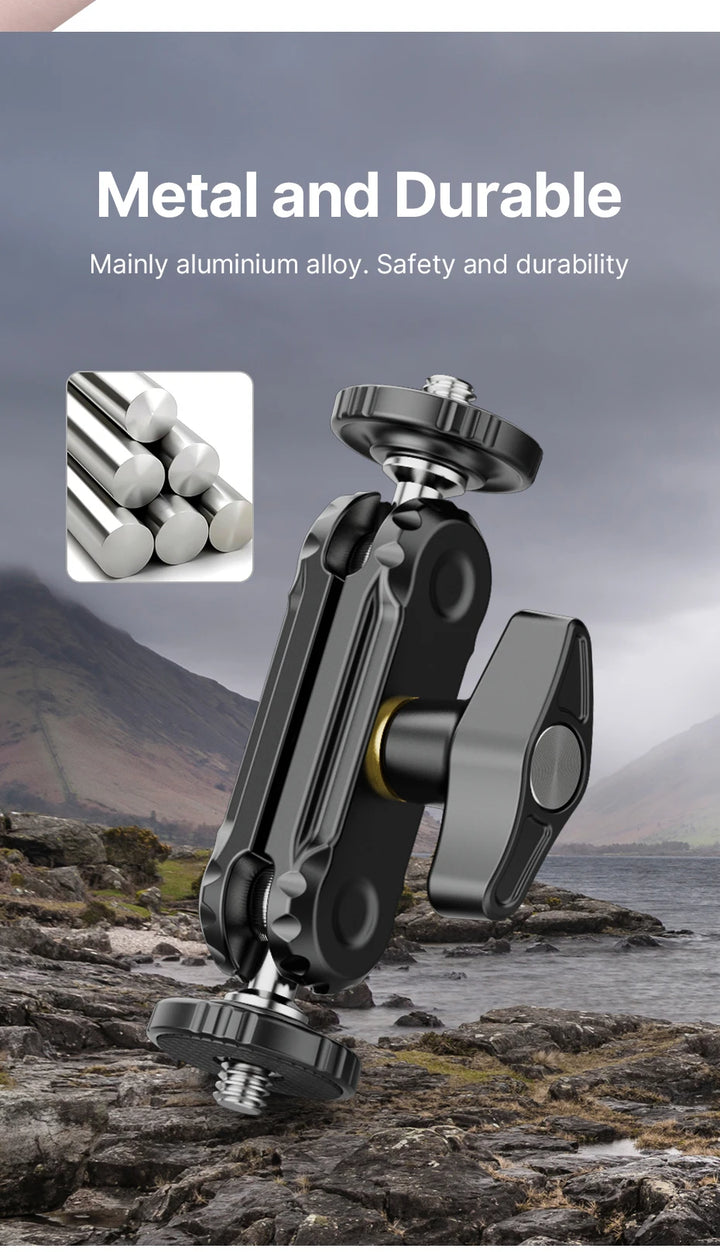 Ulanzi R098 Double Ball Heads Magic Arm with Cold Shoe Mount 1/4''  Screw for DSLR Camera Monitor Mic Video Light Super Clamp