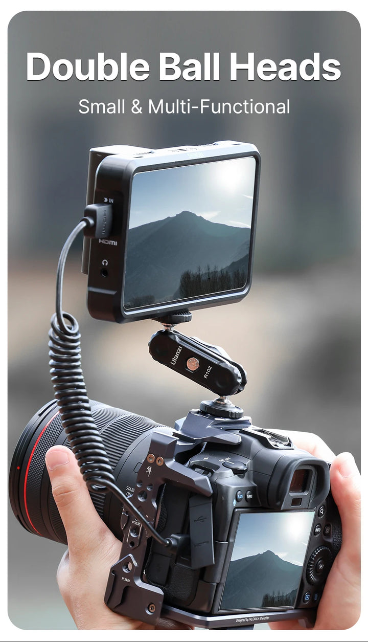 Ulanzi R098 Double Ball Heads Magic Arm with Cold Shoe Mount 1/4''  Screw for DSLR Camera Monitor Mic Video Light Super Clamp