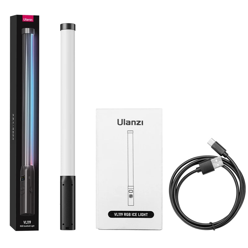 Ulanzi VL119 RGB Handheld Stick Light Wand Tube LED Video Light CRI 95+ 2500K-9000K 2000mAh Photography Lighting Fill Lamp