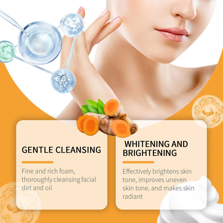 Jaysuing 100ml Kojic Acid Turmeric Cleanser Anti Acne Oil Control Blackhead Remover Shrink Pores Facial Exfoliating Cleanser