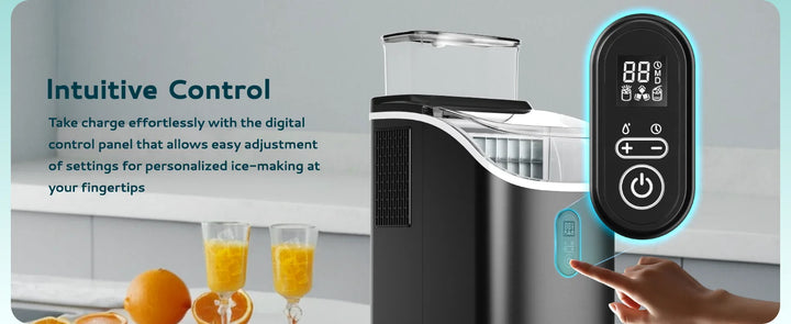 SIMZLIFE Ice Cube Maker Machine with External 34Lbs Water Tank 16Pcs Ready in 13 Mins 2 Ways to Add Water for Kitchen Office Bar