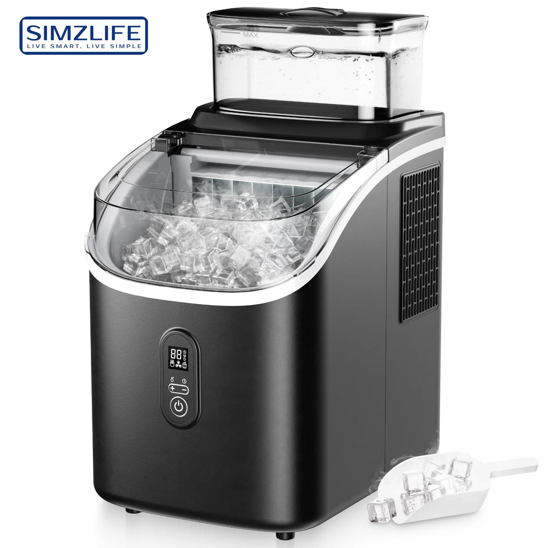 SIMZLIFE Ice Cube Maker Machine with External 34Lbs Water Tank 16Pcs Ready in 13 Mins 2 Ways to Add Water for Kitchen Office Bar