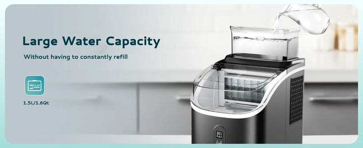 SIMZLIFE Ice Cube Maker Machine with External 34Lbs Water Tank 16Pcs Ready in 13 Mins 2 Ways to Add Water for Kitchen Office Bar