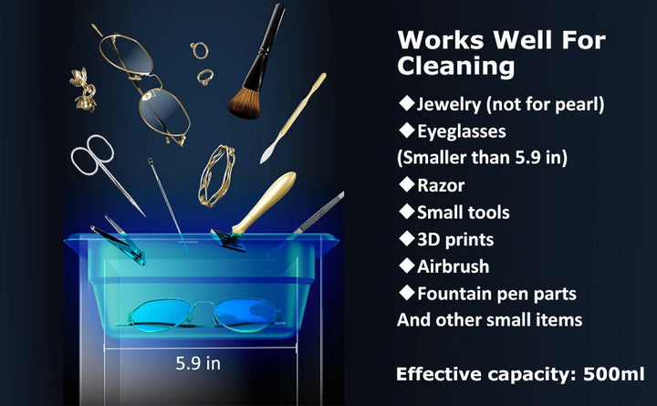 800ml Ultrasonic Cleaner 40kHz Ultra Sonic Cleaner with Timer Ultrasonic Jewelry Cleaner Ultrasonic Cleaning Machine