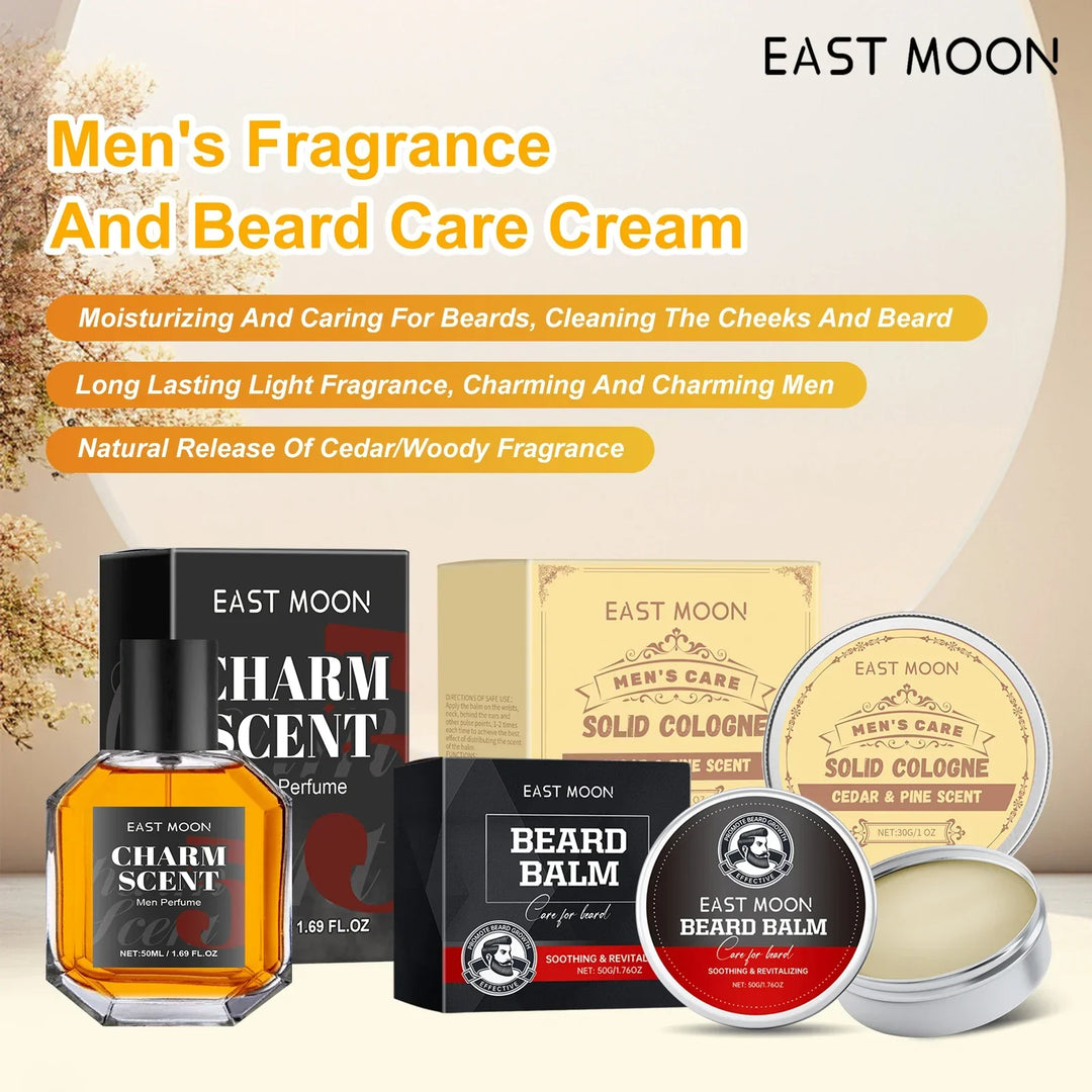 East Moon Men's Perfume Cedar Scent Balm Beard Balm Long Lasting Fragrance Wood Fragrance Fresh Release Men'S Charm Perfume