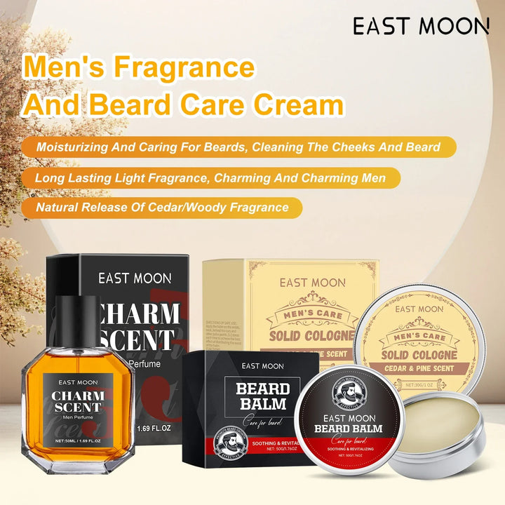 East Moon Men's Perfume Cedar Scent Balm Beard Balm Long Lasting Fragrance Wood Fragrance Fresh Release Men'S Charm Perfume