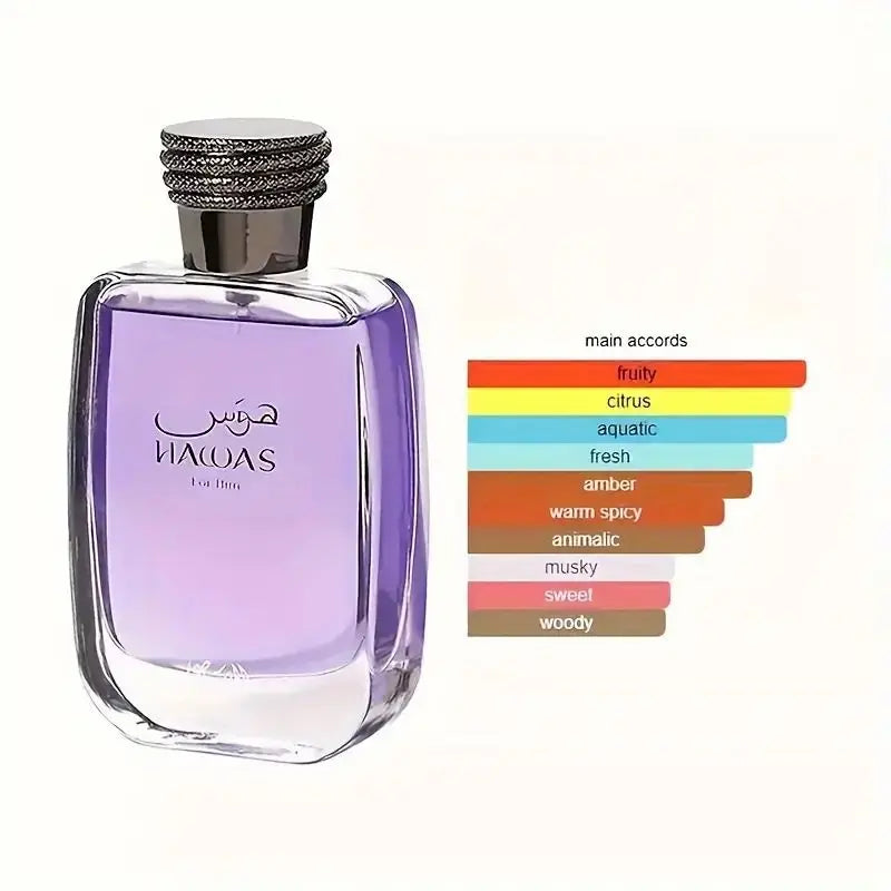 RASASI Hawas Black For Men Cologne Eau de Parfum Spray-3.4 Oz Premium Arabian Perfume A Signature Scent For Long-Lasting