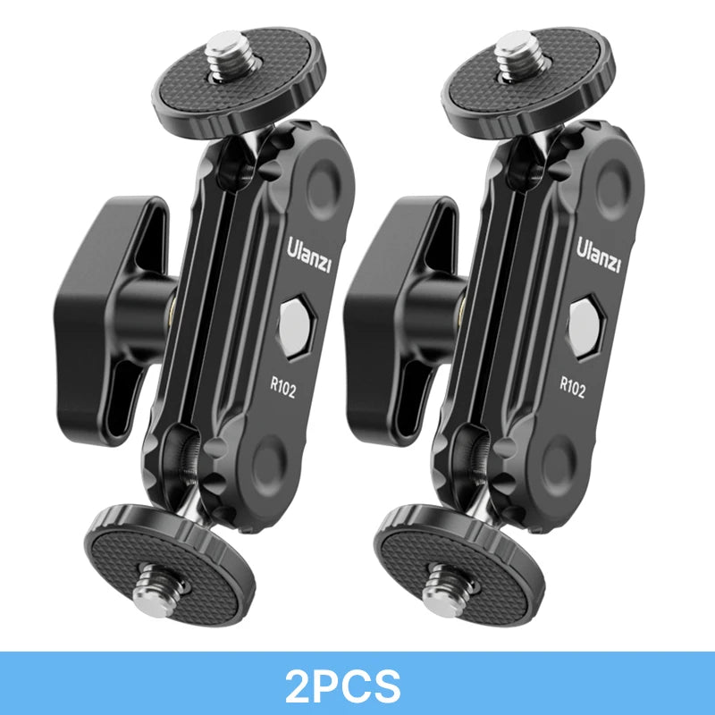 Ulanzi R098 Double Ball Heads Magic Arm with Cold Shoe Mount 1/4''  Screw for DSLR Camera Monitor Mic Video Light Super Clamp
