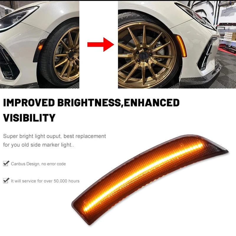 iJDM Car LED Bumper Side Marker Light For Subaru BRZ 2022-up,For Toyota 2022-up GR86,Replace OEM Single LED Front Sidemarkers