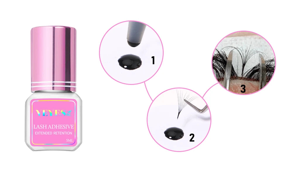 Veyes Inc 5ml Eyelash Extensions Glue Veyelash 1-2 Second Fast Drying Lash Adhesive 7 Weeks Retention Volume Glue Makeup Tools