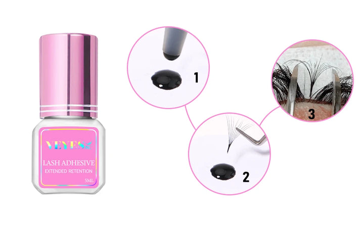 Veyes Inc 5ml/10ml 0.3s Eyelash Extension Glue Shipping from US Veyelash 7 Week Retention Volume Clear Lash Adhesive