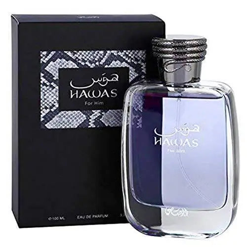 RASASI Hawas Black For Men Cologne Eau de Parfum Spray-3.4 Oz Premium Arabian Perfume A Signature Scent For Long-Lasting