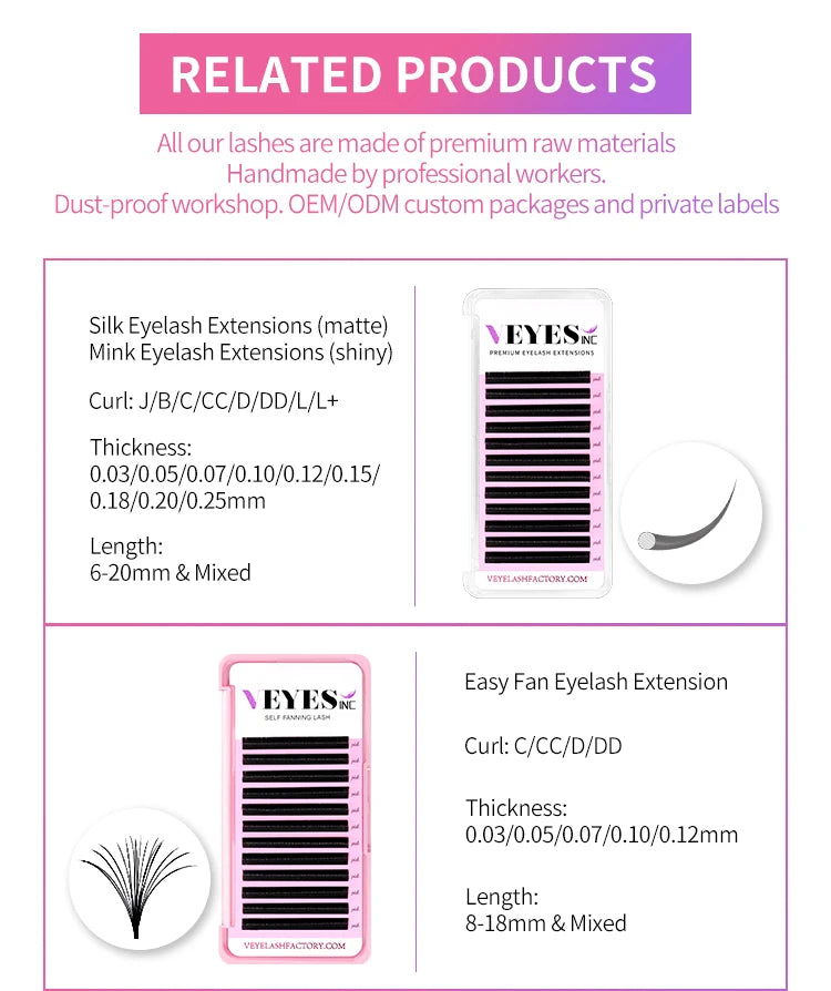 Veyes Inc 0.05mm Latte Brown Eyelash Extensions Veyelash Soft 8-16MM False Lashes Faux Mink Individual Volume Lashes Extensions