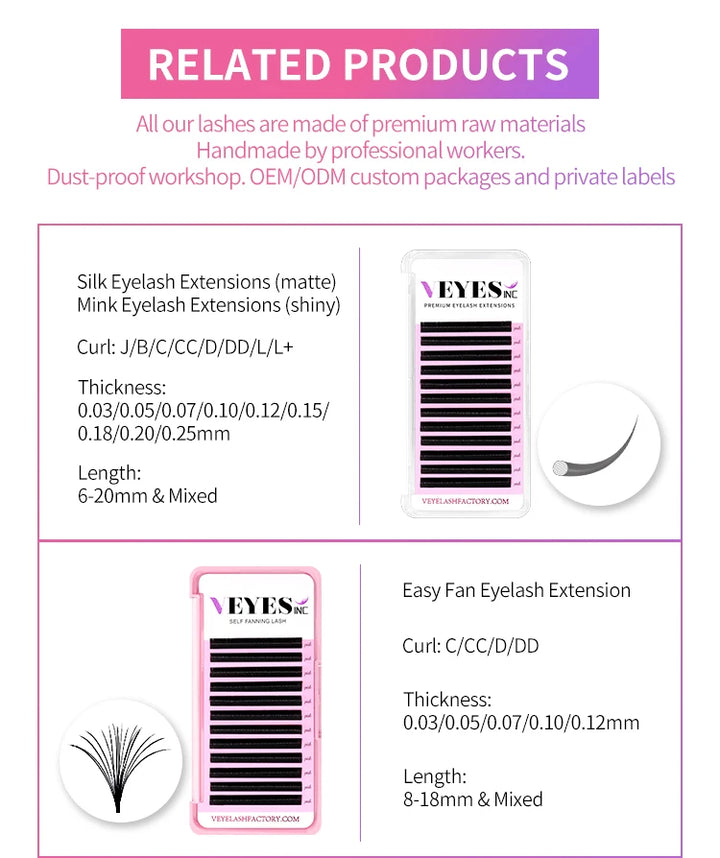 Veyes Inc 0.05mm Latte Brown Eyelash Extensions Veyelash Soft 8-16MM False Lashes Faux Mink Individual Volume Lashes Extensions