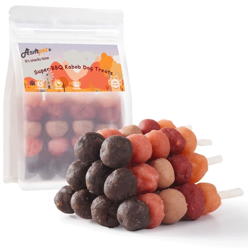 ASMPET Kabobs for Dog, Chicken Duck Salmon Rabbit Beef and Salmon Healthy Treats for Small Medium Large Dogs, 10.6oz