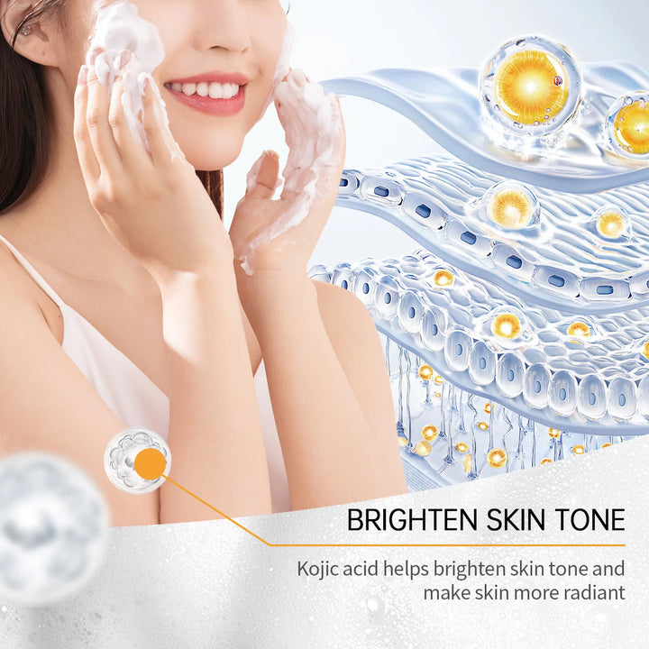 Jaysuing 100ml Kojic Acid Turmeric Cleanser Anti Acne Oil Control Blackhead Remover Shrink Pores Facial Exfoliating Cleanser