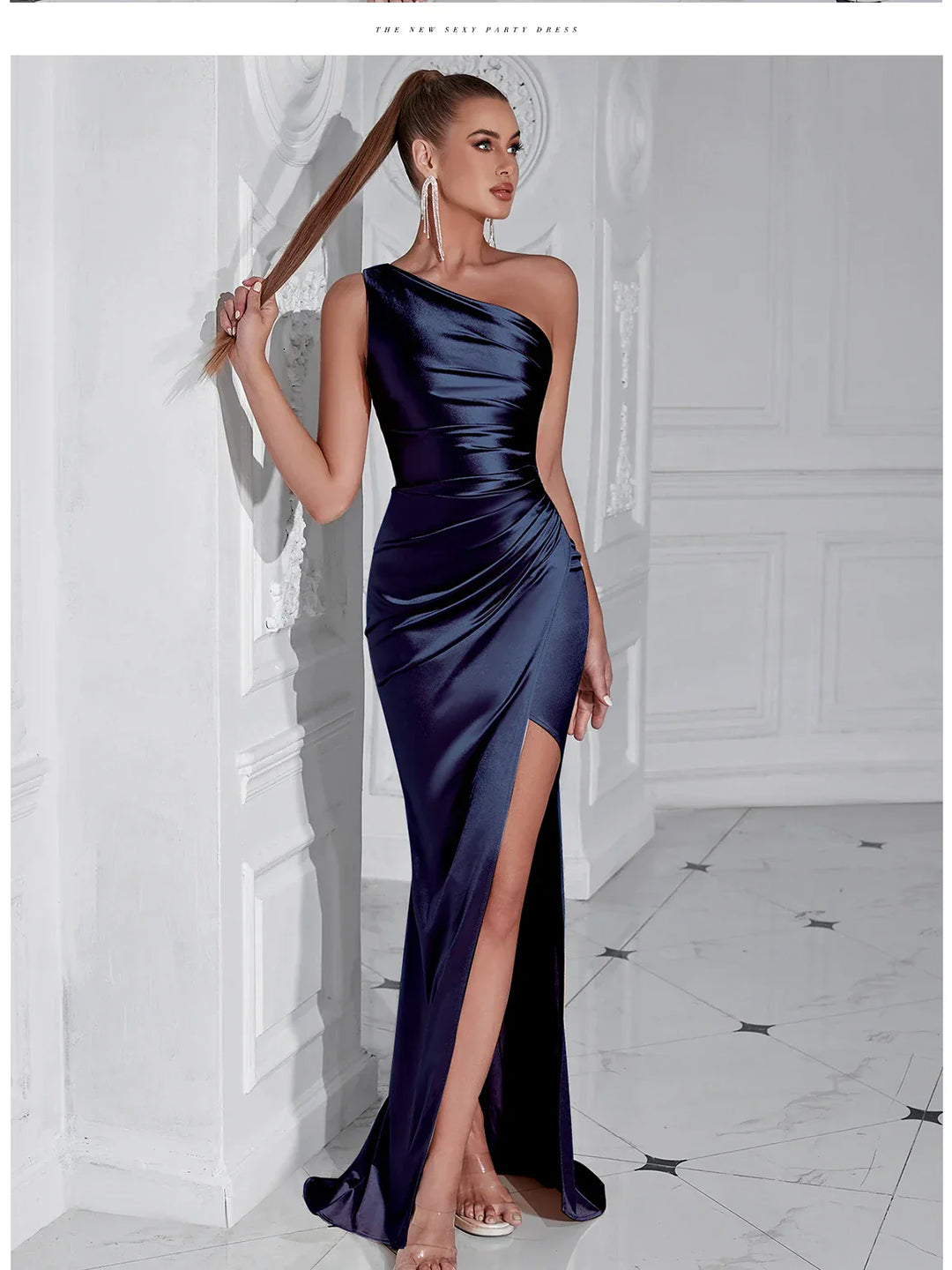 Adyce One Shoulder Elegant Women's Maxi Club Dress Summer Sleeveless Draped Fashion Celebrity Party Female Outfits Sexy Dresses