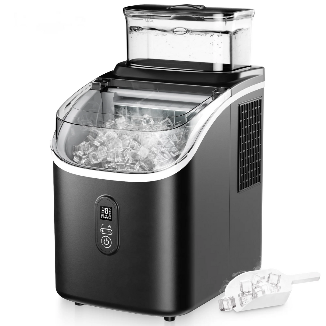 SIMZLIFE Ice Cube Maker Machine with External 34Lbs Water Tank 16Pcs Ready in 13 Mins 2 Ways to Add Water for Kitchen Office Bar