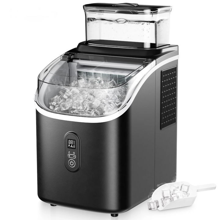 SIMZLIFE Ice Cube Maker Machine with External 34Lbs Water Tank 16Pcs Ready in 13 Mins 2 Ways to Add Water for Kitchen Office Bar