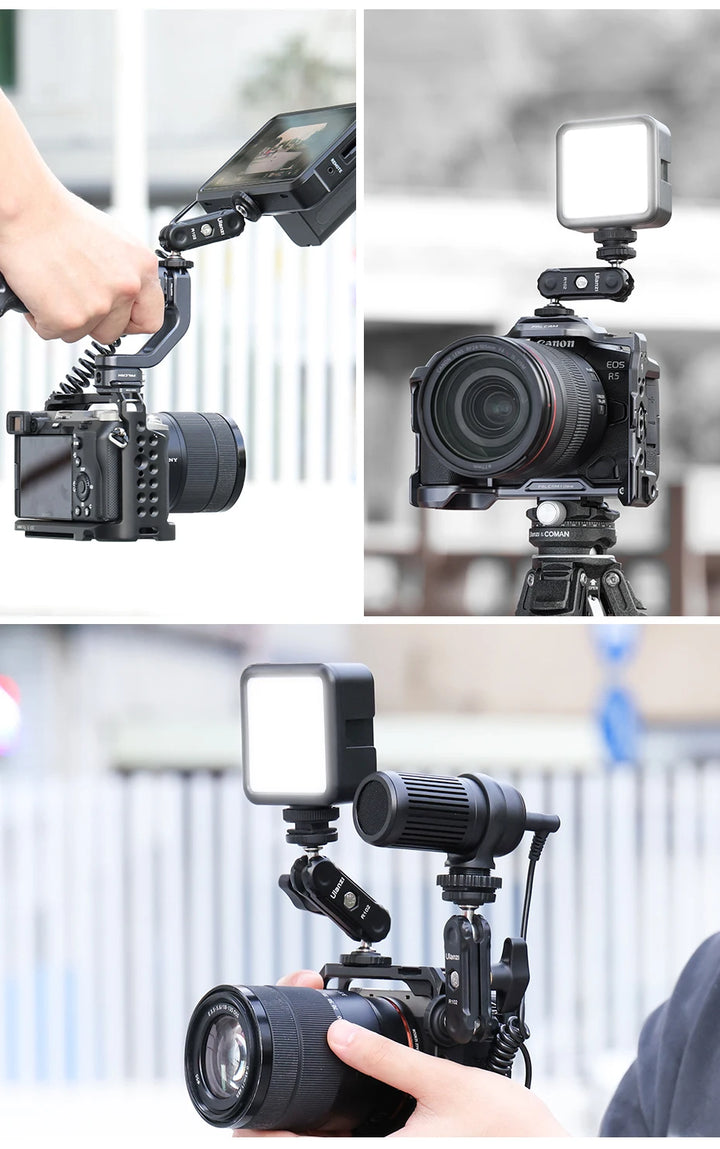 Ulanzi R098 Double Ball Heads Magic Arm with Cold Shoe Mount 1/4''  Screw for DSLR Camera Monitor Mic Video Light Super Clamp