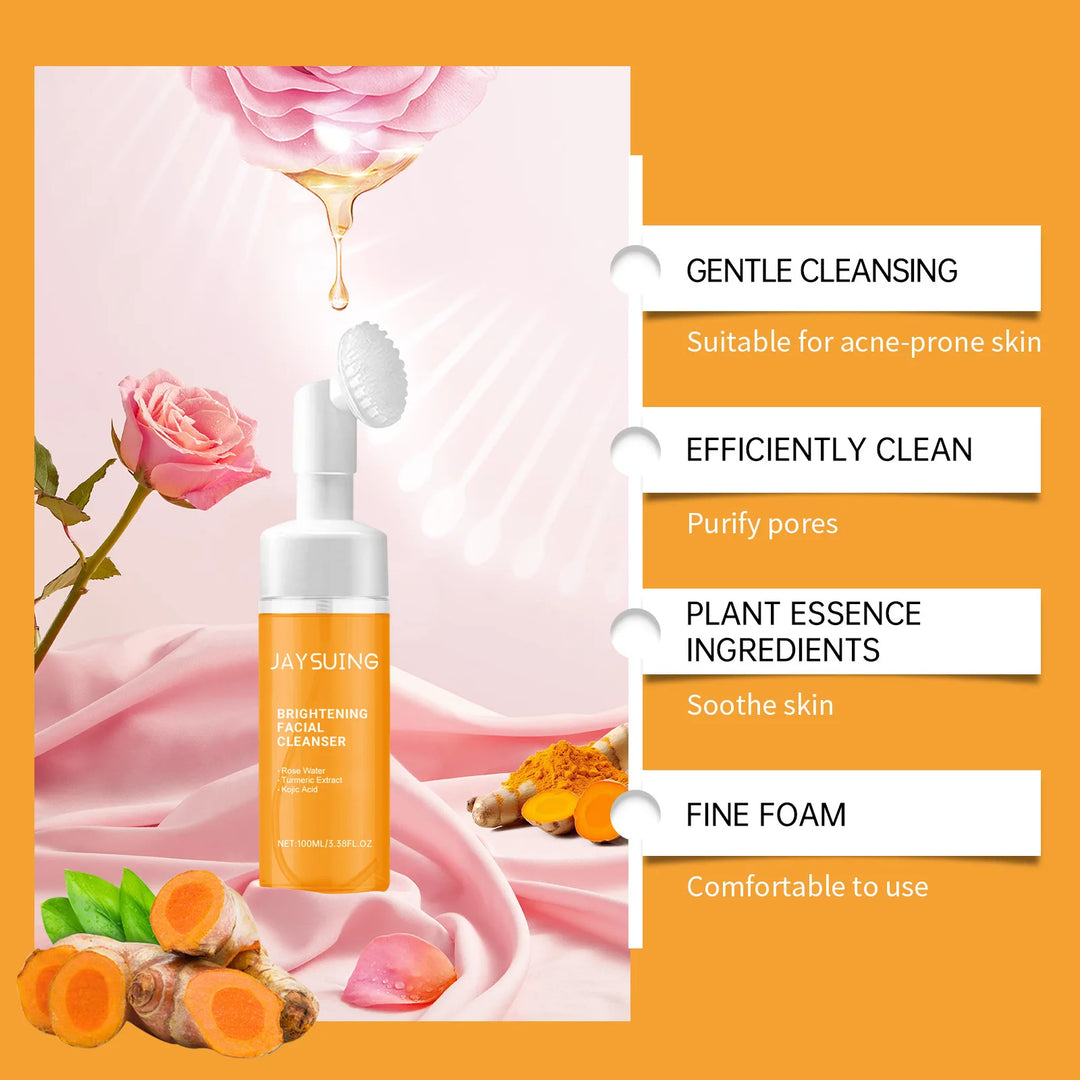 Jaysuing 100ml Kojic Acid Turmeric Cleanser Anti Acne Oil Control Blackhead Remover Shrink Pores Facial Exfoliating Cleanser