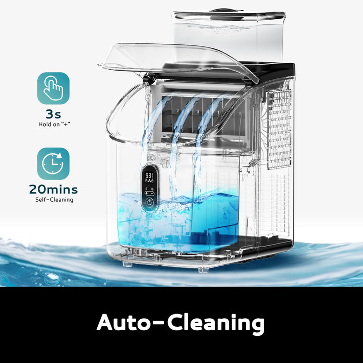 SIMZLIFE Ice Cube Maker Machine with External 34Lbs Water Tank 16Pcs Ready in 13 Mins 2 Ways to Add Water for Kitchen Office Bar