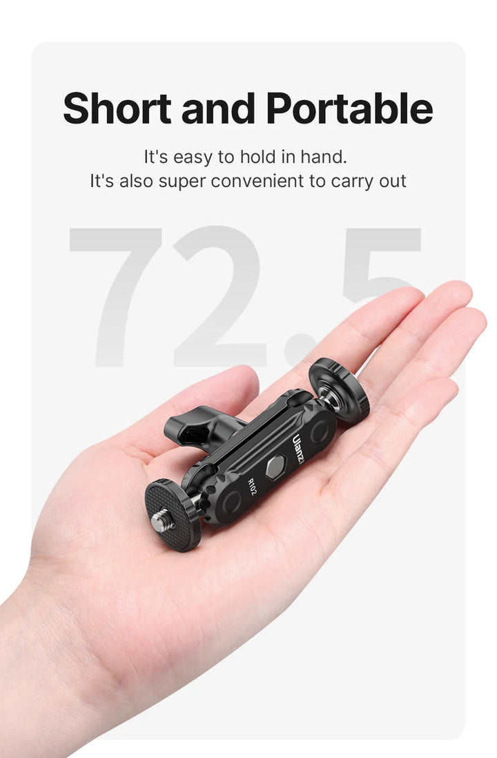 Ulanzi R098 Double Ball Heads Magic Arm with Cold Shoe Mount 1/4''  Screw for DSLR Camera Monitor Mic Video Light Super Clamp