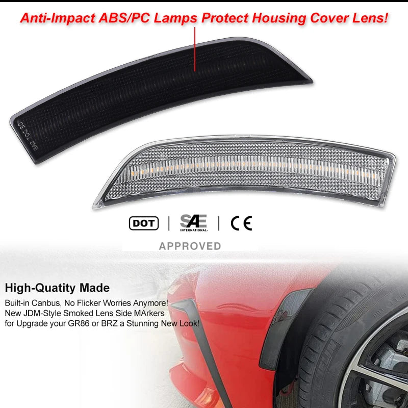 iJDM Car LED Bumper Side Marker Light For Subaru BRZ 2022-up,For Toyota 2022-up GR86,Replace OEM Single LED Front Sidemarkers