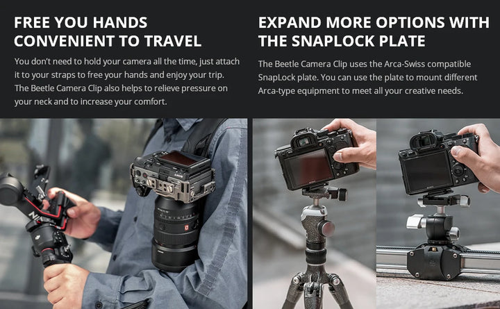 PGYTECH Beetle Camera Clip with Plate Camera Quick Release System for Sony/Nikon/DSLR Action Camera Backpack Camera Strap Mount