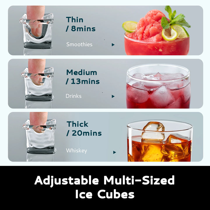 SIMZLIFE Ice Cube Maker Machine with External 34Lbs Water Tank 16Pcs Ready in 13 Mins 2 Ways to Add Water for Kitchen Office Bar