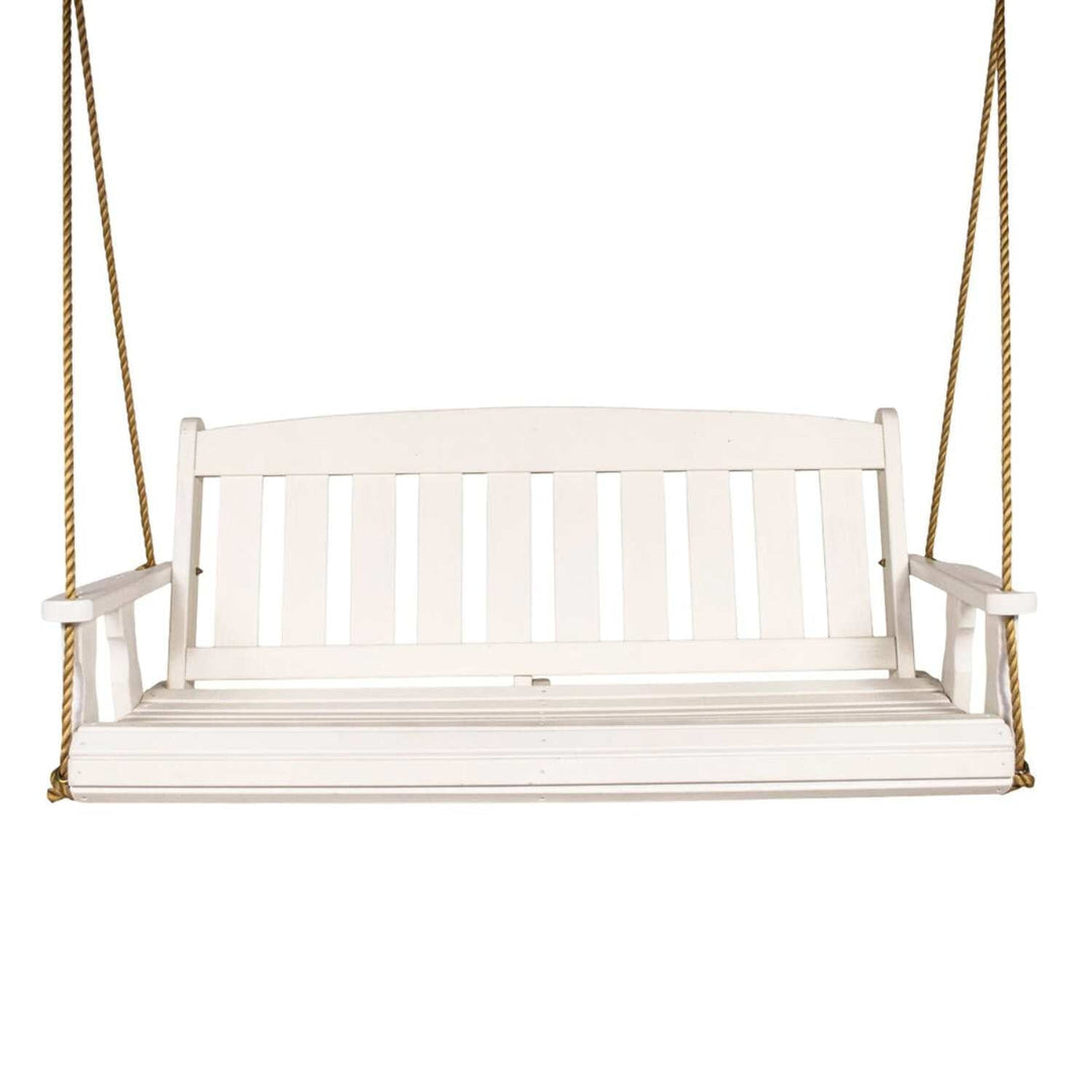 Amish Casual Heavy Duty 800 Lb Mission Treated Porch Swing with Hanging Chains (5 Foot, Semi-Solid White Stain)
