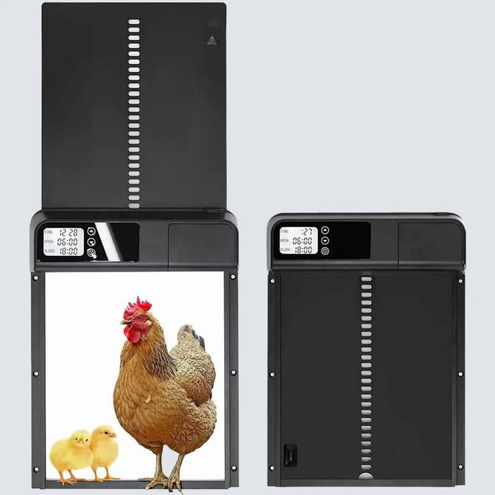 Automatic Chicken Coop Door – Battery Powered, LCD Display, Weatherproof & Safe, 2 Modes (Timer & Manual)