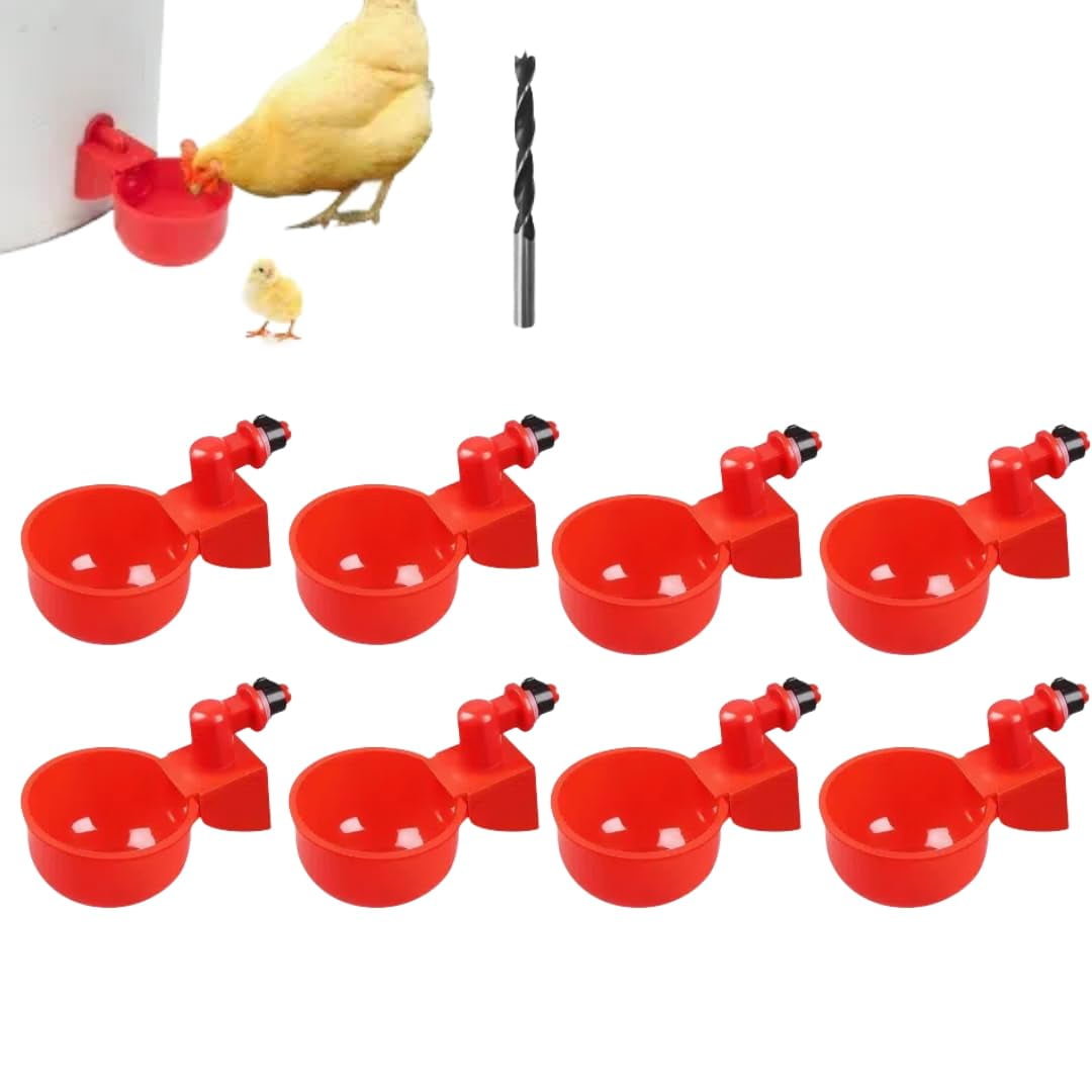 Automatic Chicken Water Cup Bird Coop 2025 New Chicken Waterer, Chicken Feeder and Waterer Set, Feeder Cups for Chicken Duck Goose (Red)