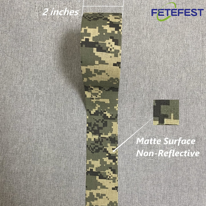 Fetefest Camouflage Tape, 2" by 30 Yards Real Premium Camo Tape, Hockey Tape, Water Resistant, Non Reflective (Digital Camo, 30)…