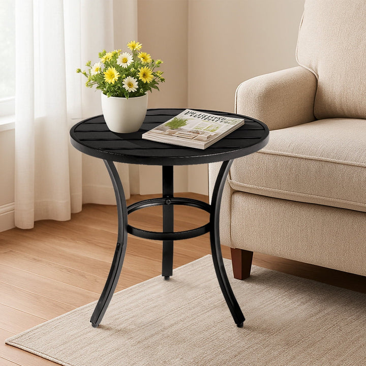 BAYUELSWU Outdoor Patio Bistro Table, 19.5 inch Round Patio Dining Table with Durable Weather-Resistant Frame for Backyard, Garden, Patio, Porch, Pool (Black)