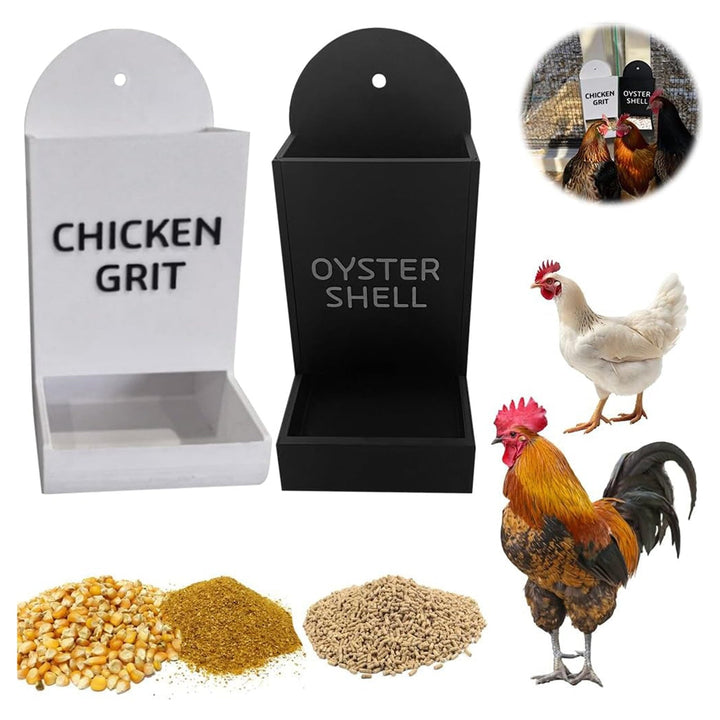 BULLPAW 2Pcs Chicken Oyster Shell Feeder 3D Printed Dual Purpose Hanging Chicken Feeder Trough Precision Nutrition Gravities Poultry Feeder Coop Accessories