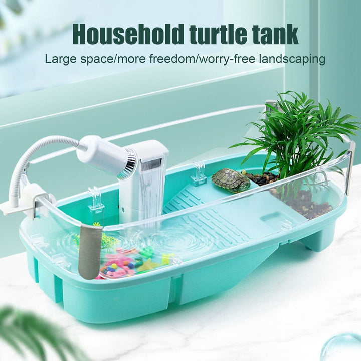 BULLPAW Turtle Tank Acrylic Terrarium Tank with Basking Platform Plants Full View Visually Reptile Habitat for Turtles Crabs Crayfish