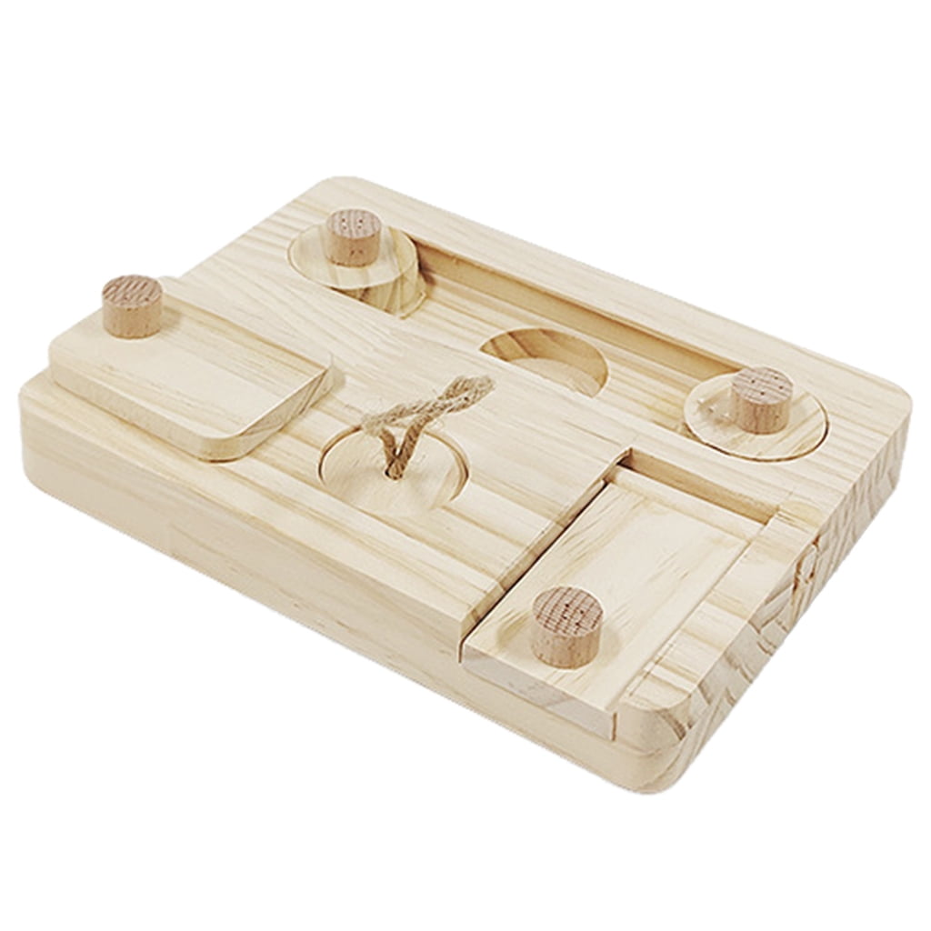 CIYISON Small Pet Foraging Toy for Guinea Pigs Wooden Rabbit Feeder Cage Accessories
