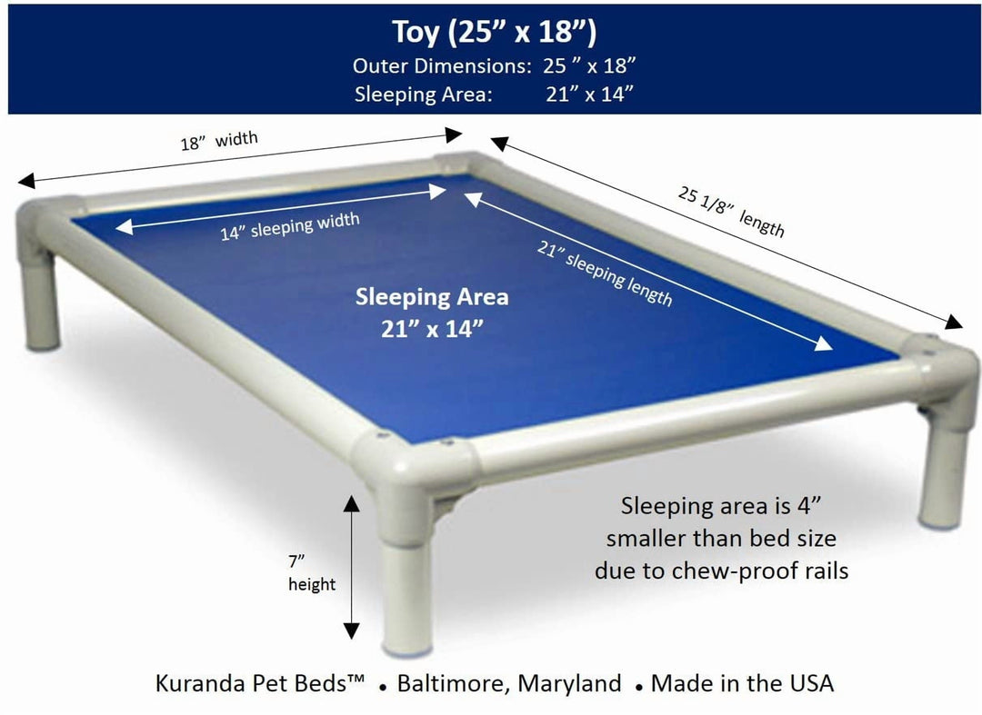 Chewproof Heavy Duty Dog Bed 25x18 Inches for Large Dogs, Rip Proof Vinyl Fabric, Scratch Resistant, Almond PVC Frame, Royal Blue