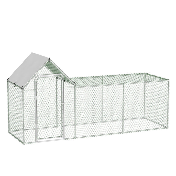 Chicken Coop, Large Metal Chicken Run, Outdoor Chicken Pen with Waterproof and Anti-UV Cover, Walk-in Chicken House with Lockable Door, for Yard, Farm Use, 10' W x 3.3' D x 5' H