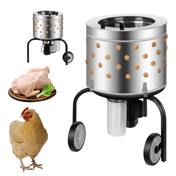 Chicken Plucker Machine, 450W Motor, 20-inch Stainless Steel, 2-4 Chickens/10-30s, Poultry Plucker, Farm, Food Processing, Commercial