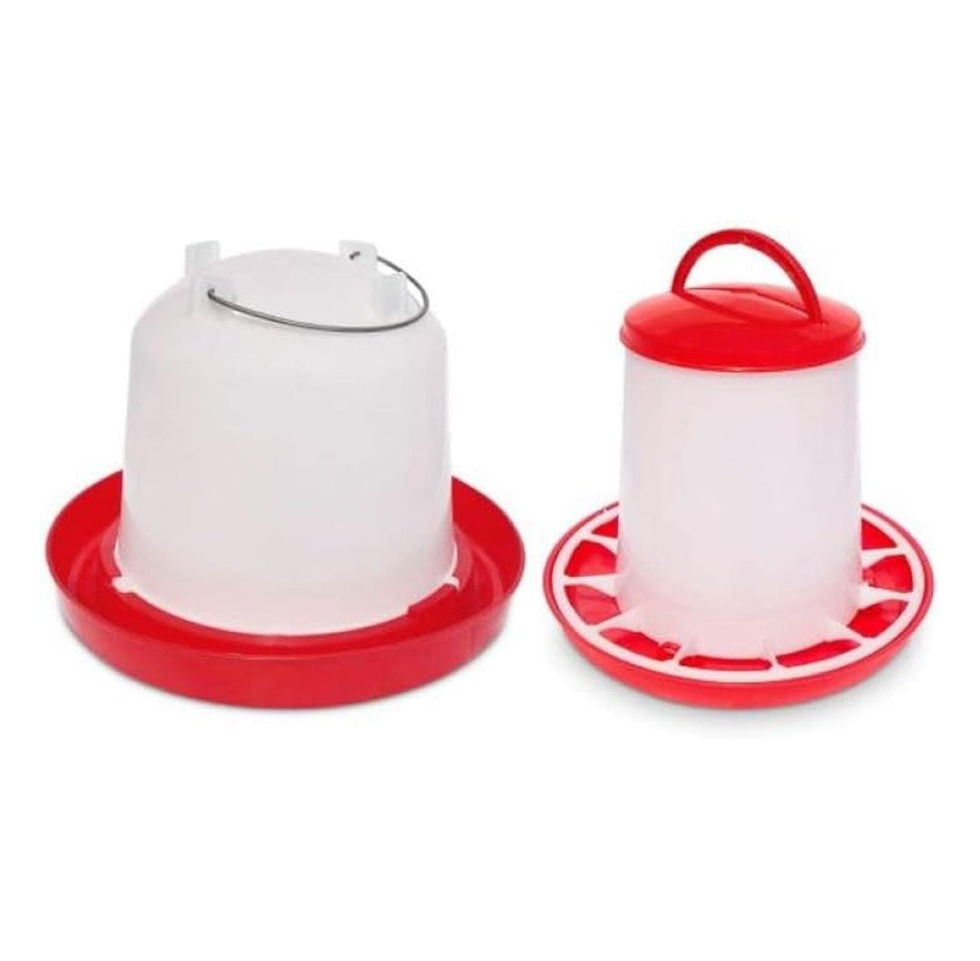 Chicken Waterer and Feeder Set | 1.5 Gallon Poultry Drinker and 11 Pound Feeder Combo | For Chickens, , Turkeys, Ducklings, Quail, Baby Chicks and More