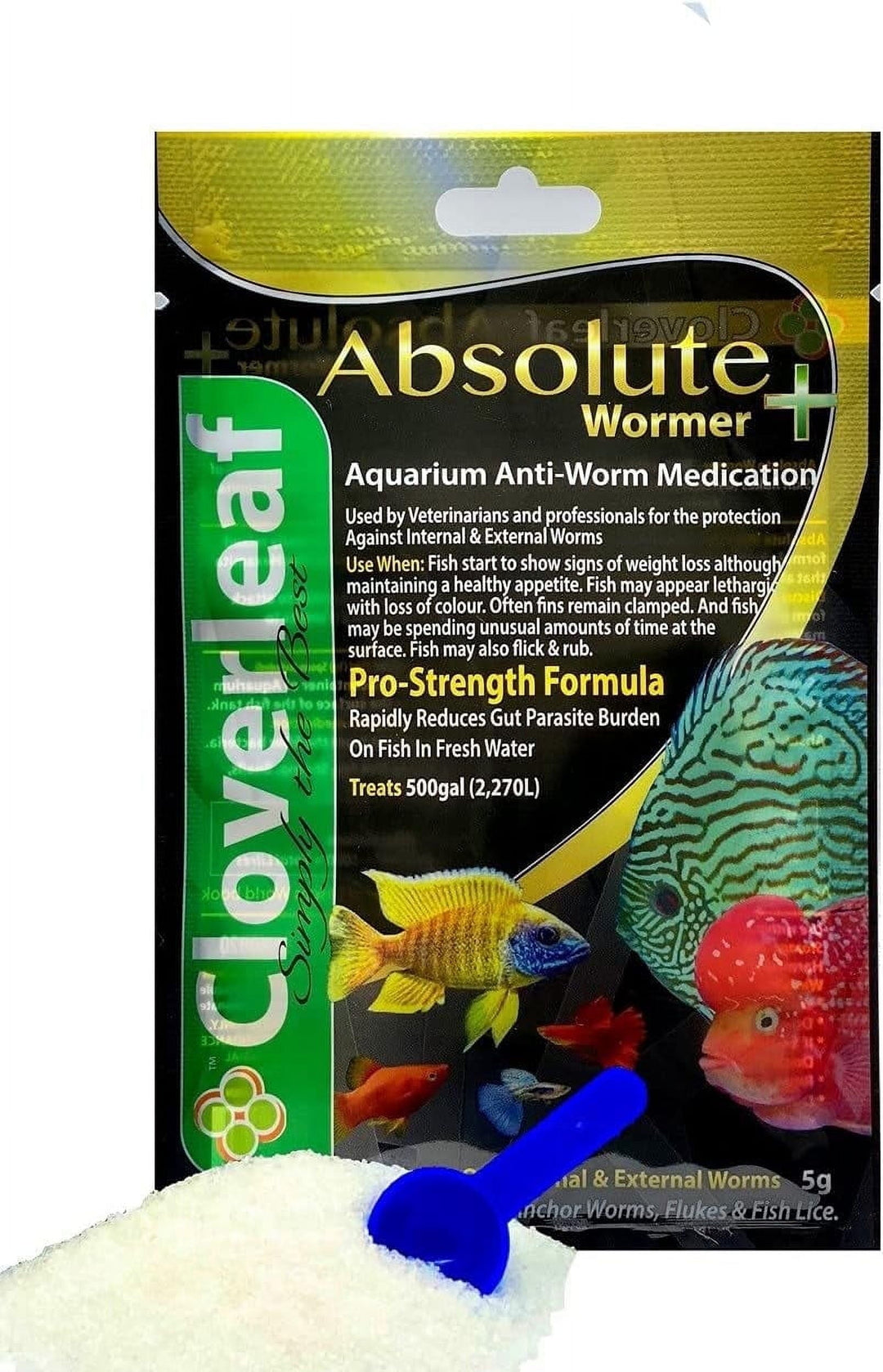 Cloverleaf Absolute Wormer- 5g - Freshwater- Saltwater- - Treats 500 Gallons