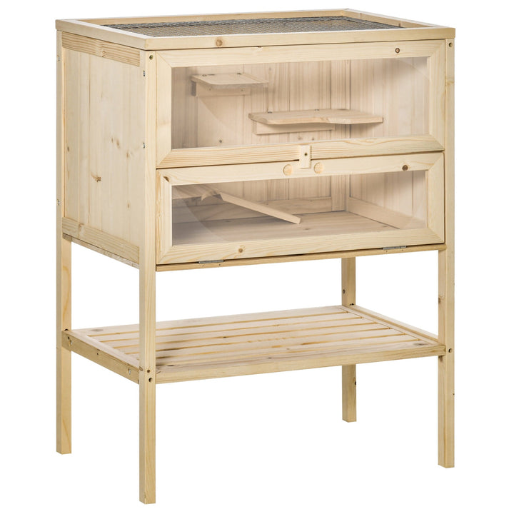 CoSoTower 3-Tier Wooden Hamster Cage Mice and Rat Cage Small Animals Hutch with Openable Top, Front Door, Storage Shelf