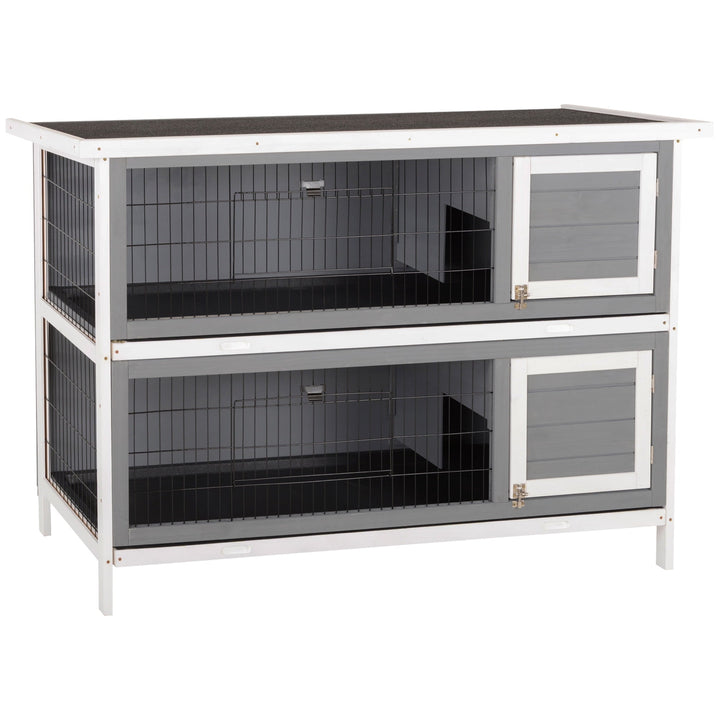 CoSoTower 54" 2-Story Large Rabbit Hutch Bunny Cage Wooden Pet House Small Animal Habitat with Lockable Doors, No Leak Tray and Waterproof Roof for Outdoor/Indoor Dark Grey