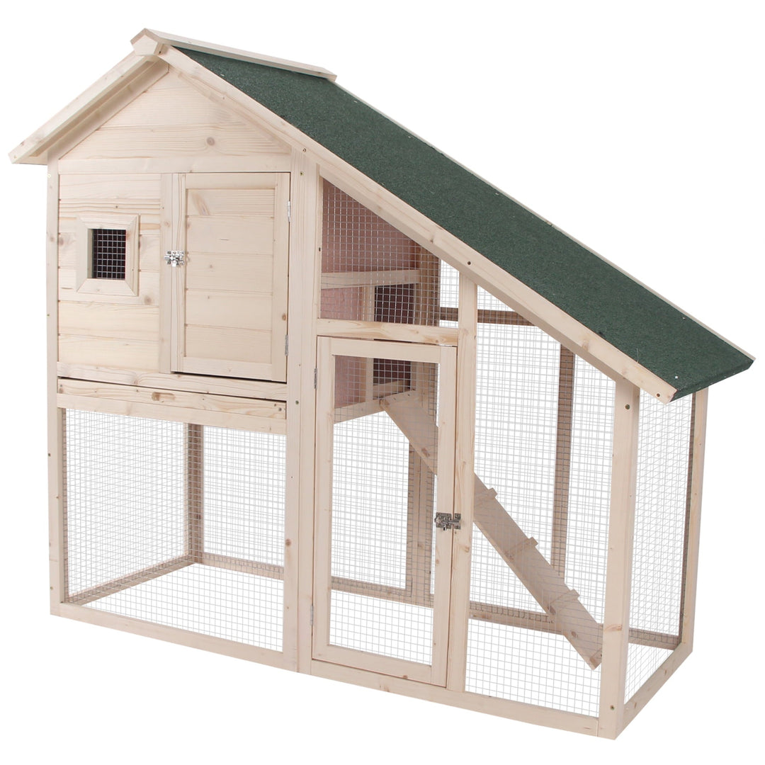 CoSoTower 55"L 2-Tier Wooden Rabbit Hutch Bunny Cage Small Animal House with Ramp, Waterproof Roof, Removable Tray and Outdoor Run