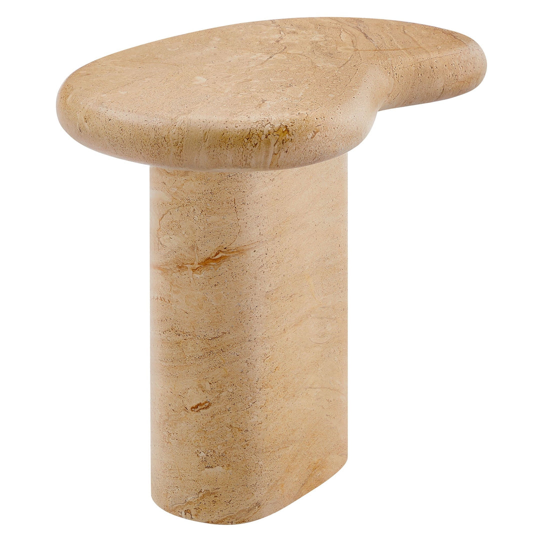 Coffee Side Table, Brown, Faux Stone Concrete, Outdoor Patio Balcony Cafe Bistro Garden Hospitality Restaurant, Modern Contemporary, HB37586