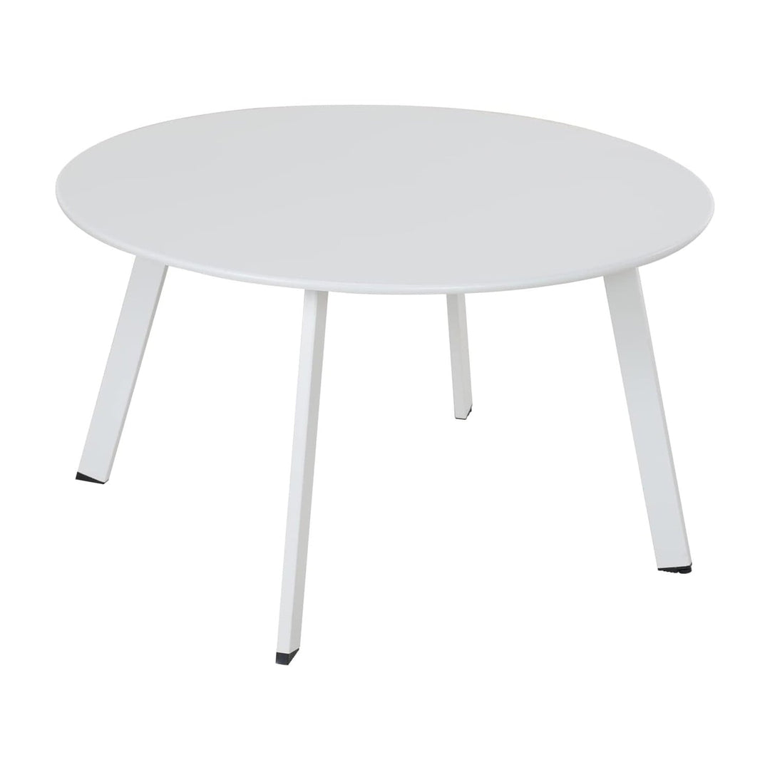 Compact Round Coffee Table - Modern 3-Leg Design with Black Rubber Feet, Perfect for Small Spaces - White
