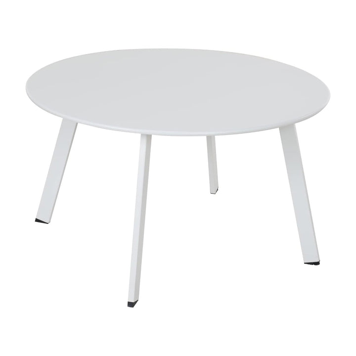 Compact Round Coffee Table - Modern 3-Leg Design with Black Rubber Feet, Perfect for Small Spaces - White